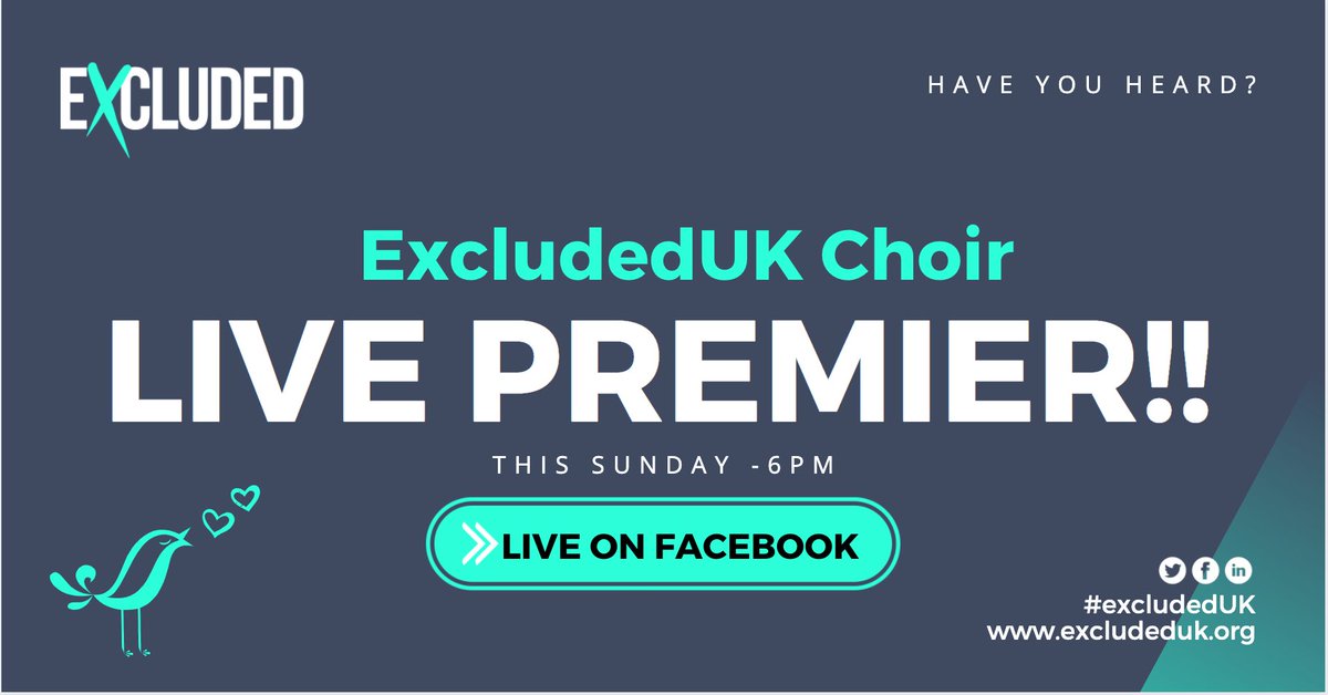 ExcludedUK's tweet photo. THIS IS IT - One hour to wait.... Tune in at 6pm as we go LIVE on Facebook! #ExcludedUKChoir #ExcludedUK #VirtualChoir #LivePremier

https://t.co/FYJI2fFnMX https://t.co/H8KHLatCGN
