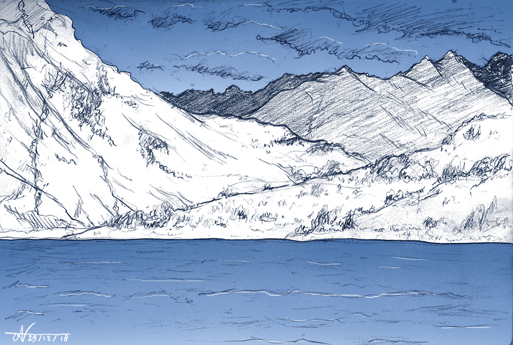 ArtofAmber's tweet photo. #LakeHawea in #NewZealand 😊 #art #drawing #illustration #nzdrawing #landscapedrawing #pencilwork #nztravel https://t.co/i0eiRwCInJ