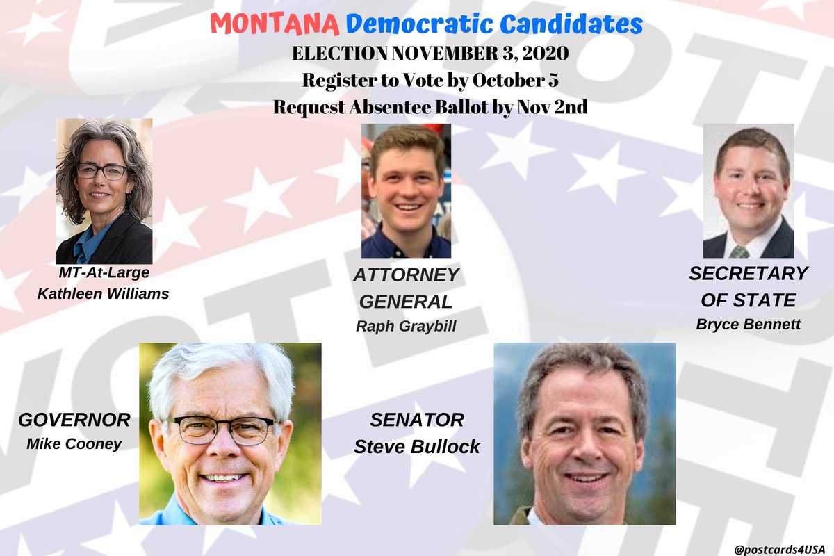 MONTANA Democratic Candidates HOUSE & SENATE & ATTORNEY GENERAL & SECRETARY OF STATE & GOVERNOR Postcards & LinksTHREAD  https://twitter.com/postcards4USA/status/1279801405684027393FB Post  https://www.facebook.com/postcards4USA/posts/3064766246970900GoogleDoc:  https://pc2a.info/DemCandidatesMT  #PostcardsforAmerica