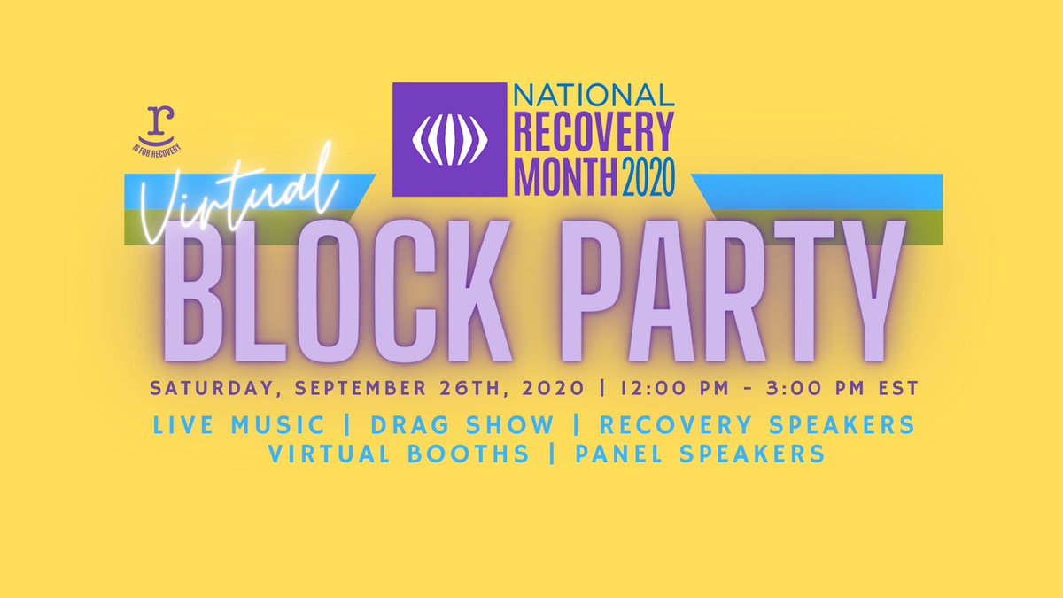 pier_recovery's tweet image. September is #NationalRecoveryMonth Who&apos;s up for a #recoverychallenge | Join us Saturday, September 26th, 2020 for our #VirtualBlockParty Join Event: pierrcc.org
