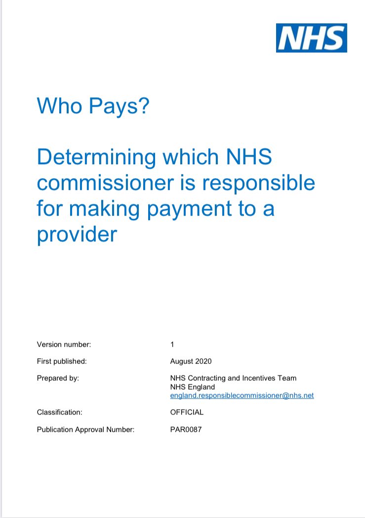 As a post script to this the new Who Pays guidance covering commissioning responsibilities in England is an even more challenging read. The most important parts are however set out in para 14  https://www.england.nhs.uk/wp-content/uploads/2020/08/Who-Pays-final-24082020-v2.pdf