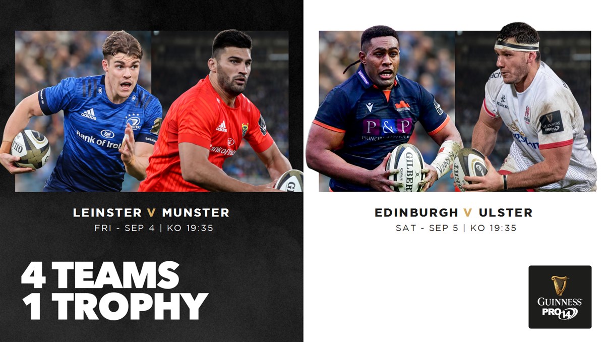 URCOfficial's tweet image. 🏆 The #GuinnessPRO14 Semi-Finals are set!

@leinsterrugby
@edinburghrugby
@munsterrugby
@ulsterrugby

Live on @eirsport &amp;amp; @premiersportstv

➡️ Full details: pro14.rugby/latest/match-n…