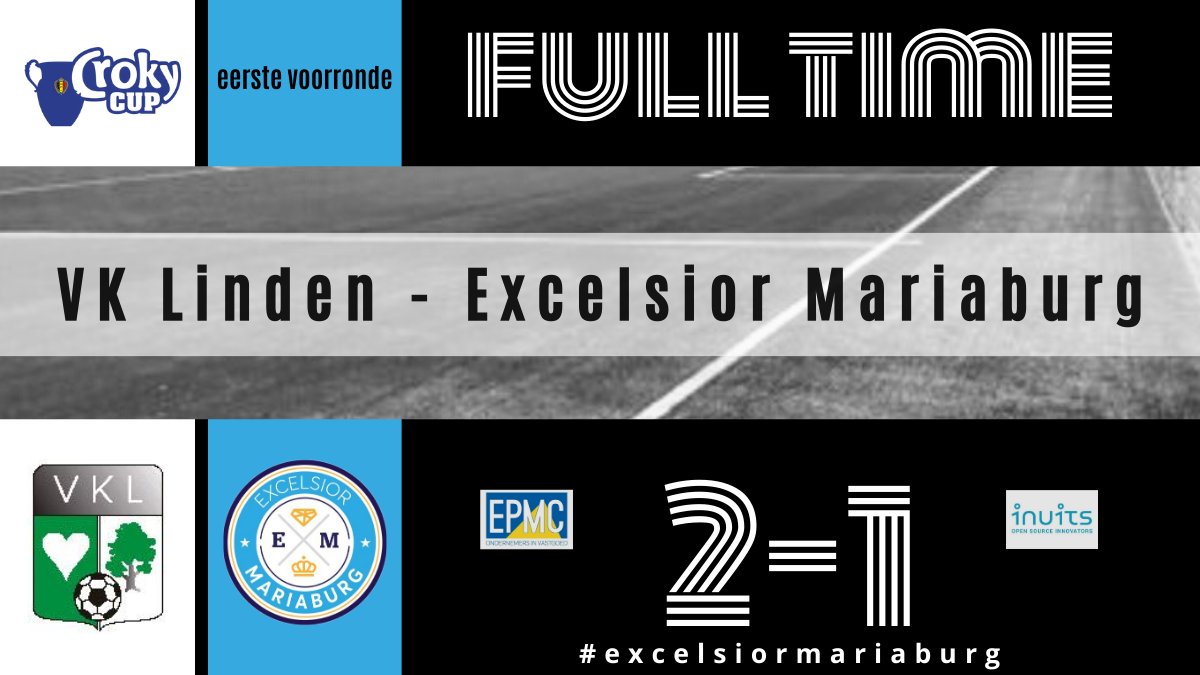 ⚽️ <a href="/Croky_Cup/">Croky Cup</a> | Onfortuinlijk verlies nadat onze jongens lang 0-1 voorstonden. Complimenten aan de hele ploeg voor de vechtlust!
#hetmochtnietzijn
#excelsiormariaburg 🔵⚪