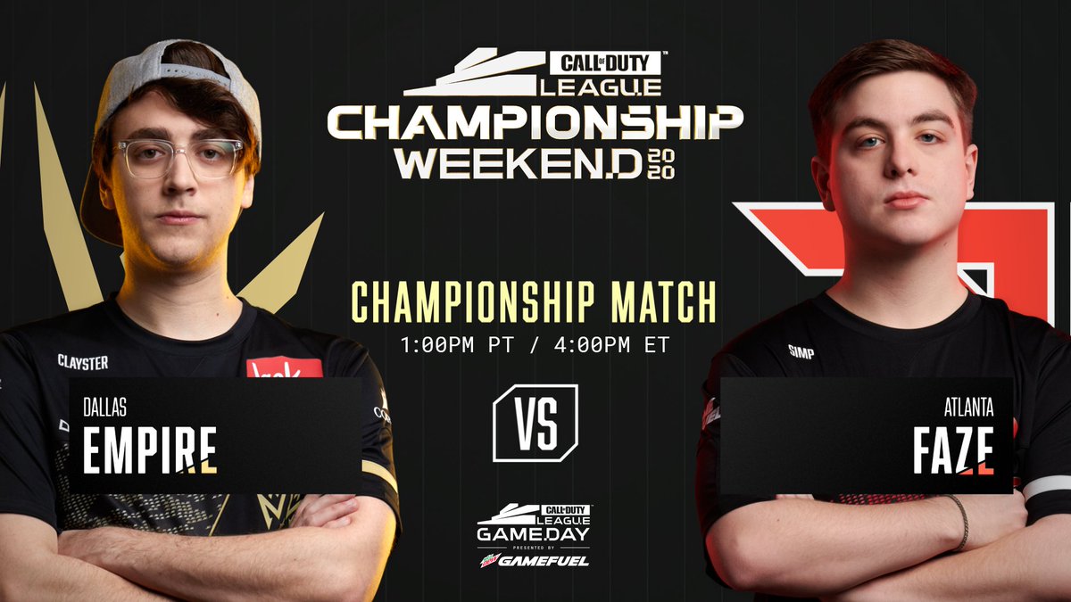 charlieINTEL's tweet photo. It's time for the #CDLChamps Grand Finals! 

@ATLFaZe vs. @DallasEmpire

Winner takes $1.5 million. 

WATCH: https://t.co/dpUrRMr4wZ https://t.co/8GCU8aDl9p