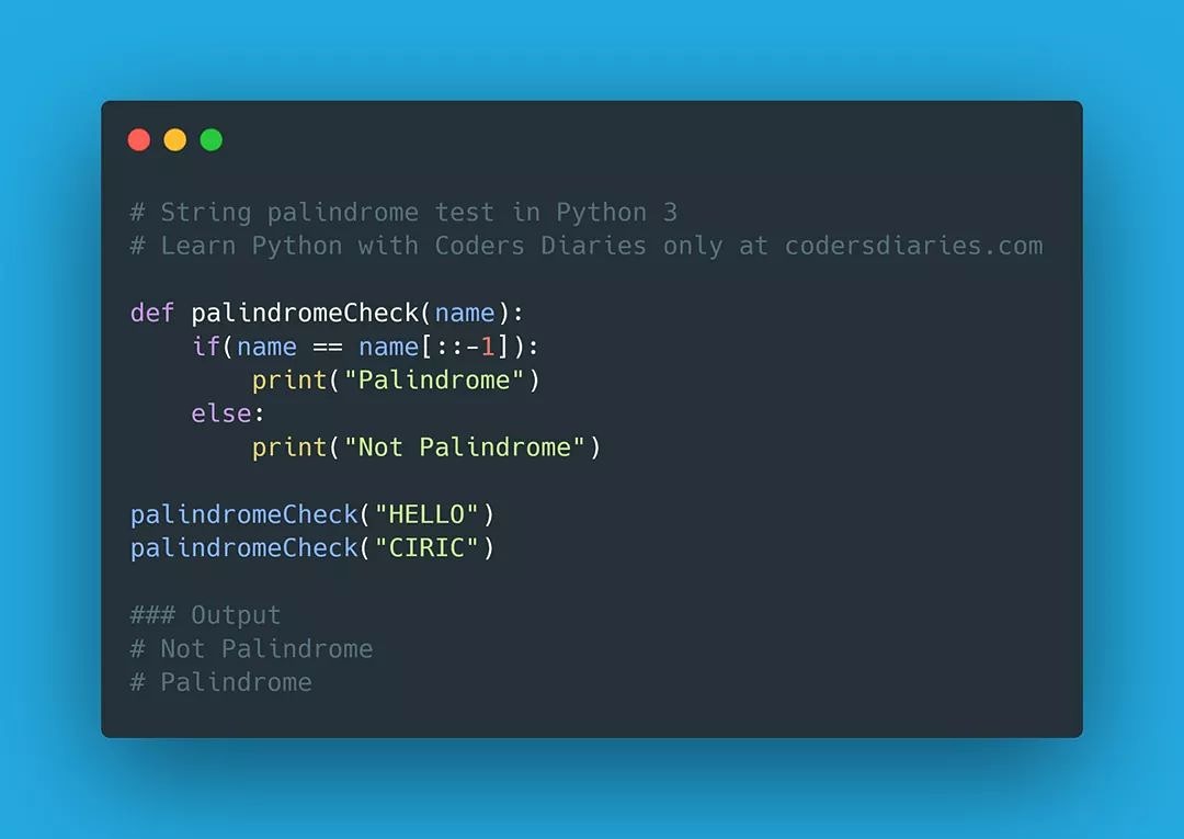 codersdiaries's tweet image. String palindrome test in Python 💻
#python #learn_python #codersdiaries