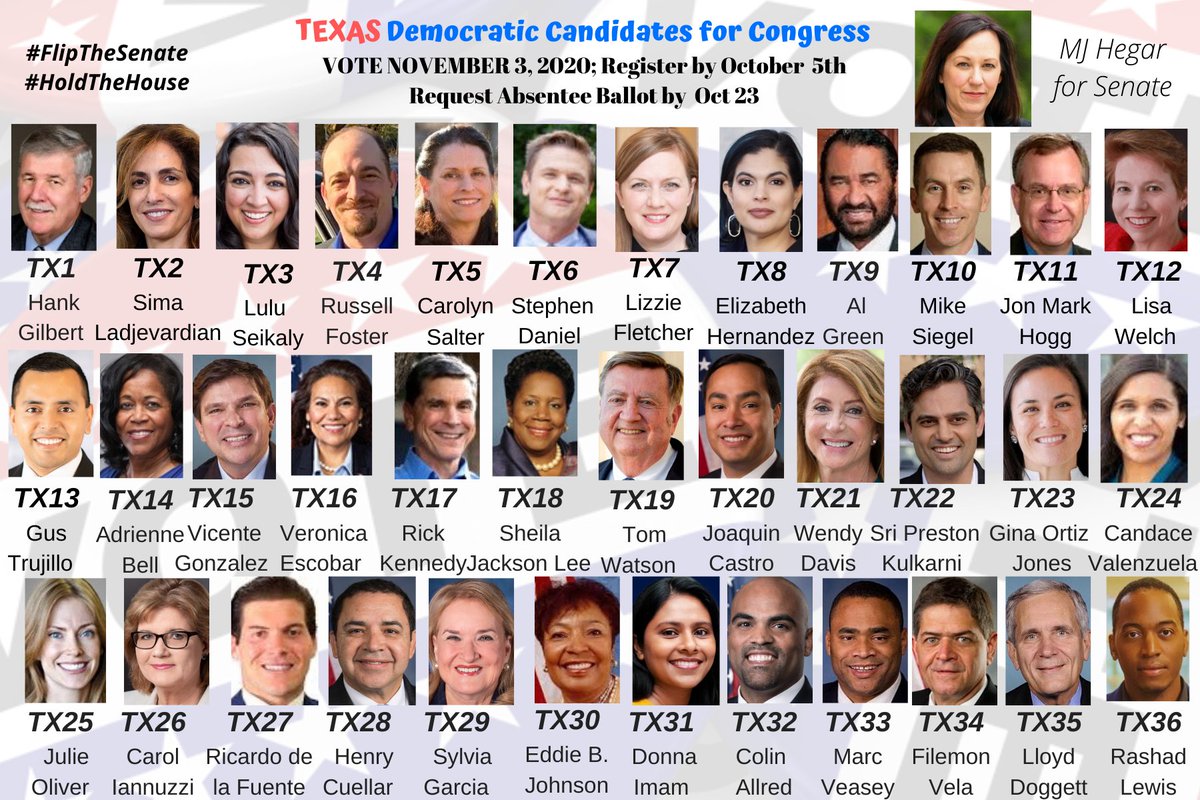 TEXAS Democratic Candidates  #TX1  #TX2  #TX3  #TX4  #TX5  #TX6  #TX7  #TX8  #TX9  #TX10  #TX11  #TX12  #TX13  #TX14  #TX15  #TX16  #TX17  #TX18  #TX19  #TX20  #TX21  #TX22  #TX23  #TX24  #TX25  #TX26  #TX27  #TX28  #TX29  #TX30  #TX31  #TX32  #TX33  #TX34  #TX35  #TX36 & SENATETHREAD:  https://twitter.com/postcards4USA/status/1285016788250570752