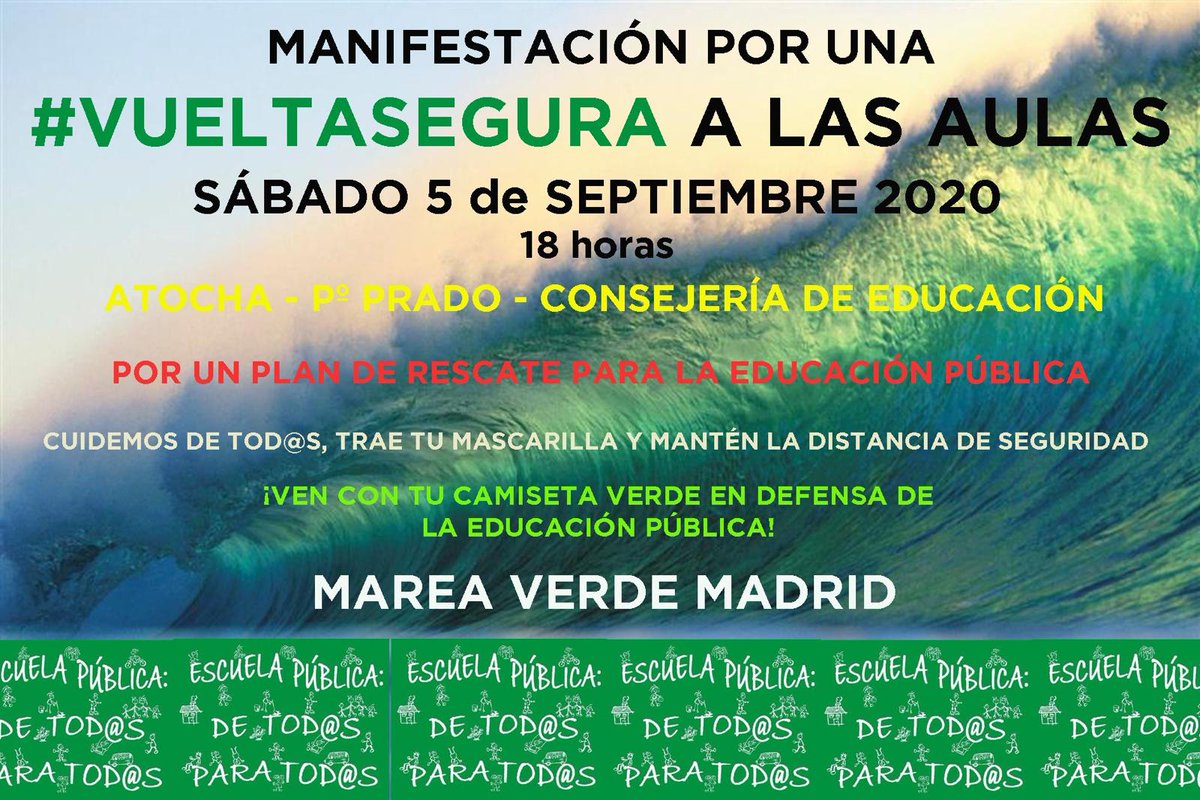 avManzanares's tweet photo. Se acerca el comienzo del curso escolar 🎒, y queremos tener la certeza de que habrá una vuelta segura a las aulas y que la educación será de calidad.

Por esta razón, nos sumamos a las movilizaciones que habrá esta semana.

#VueltaSegura https://t.co/6TClGQWnoP