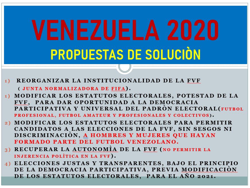 Slide 4PROPOSED SOLUTIONS1. Reorganise FVF under FIFA control2. Modify statues & FVF power to give universal democracy & participation to all3. & to allow all to stand in FVF elections without bias4. Rid political influence in FVF5. Fair & transparent elections  #futve 6/10