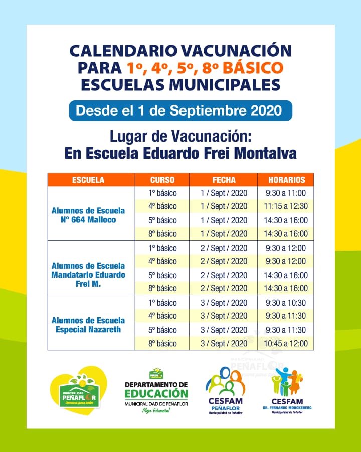 daempenaflor's tweet photo. Este martes 1 de septiembre comienza el proceso de vacunación para los niños y niñas de las Escuelas Municipales. Infórmate de los detalles aqui 👇🏼 y sigamos cuidándonos entre todos https://t.co/lhAZXPDiqe