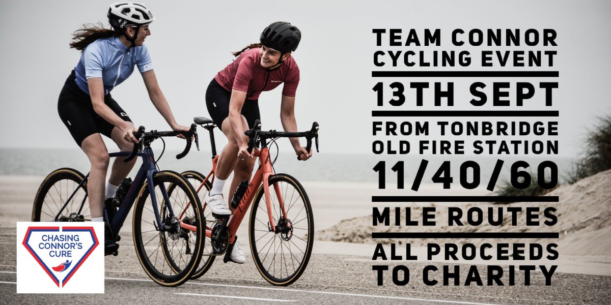 ChasinCure's tweet image. Our cycling event is just 2 weeks away! Suitable for all ages with 3 routes from @FireStationTN 
Help us to #endDuchenne. Places are limited to ensure this event is Covid-Safe. Register now at chasingconnorscure.co.uk 
#tonbridge #kent #cyclingevent