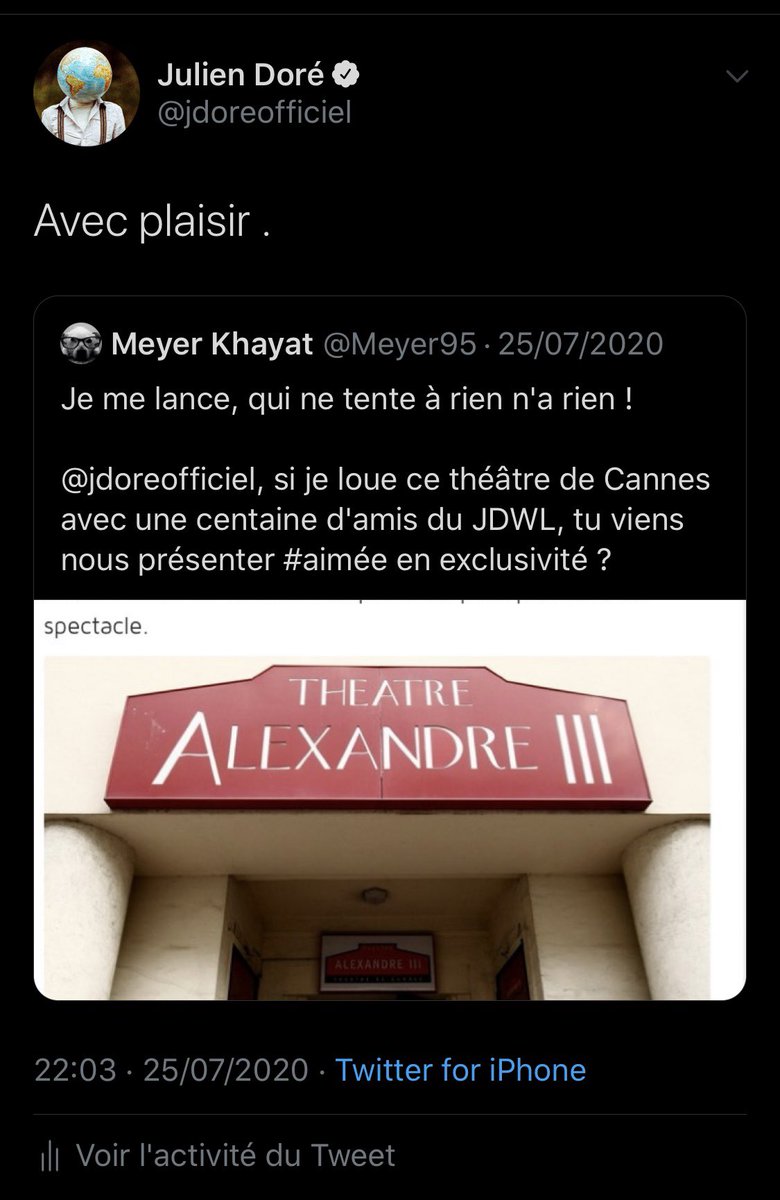 jdoreofficiel's tweet photo. J’ai eu la chance de partager un moment unique avec quelques un(e)s d’entre vous hier. 
Un fan s’est donné le challenge d’organiser une session d’écoute d’ “aimée”.
Je n’oublierai pas ce 29 août 2020 de si tôt, merci pour ça 💕 https://t.co/0xVpNwEheN