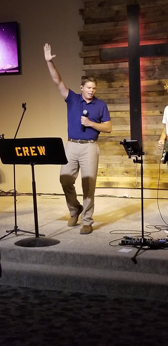 One of my baseball guys leading worship today! Great job Cooper!