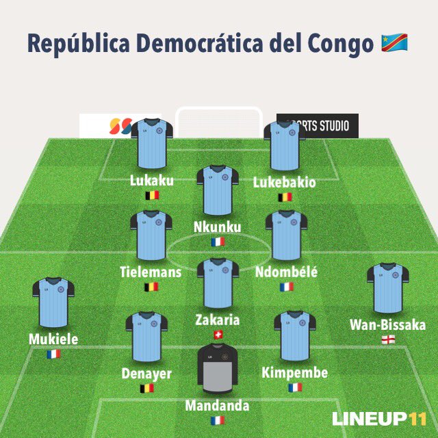 1) República Democrática del Congo -> RD del Congo solo participó una vez en la Copa del Mundo (1974). Esta selección pasaría la fase de grupos de dicha competencia. Tal es el cambio que no hay ni un congoleño.4-1-2-1-2 5 4 1 1 Lukaku