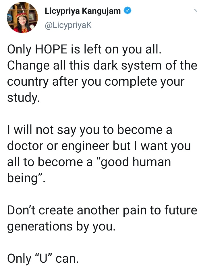 HritikGaur8's tweet photo. A girl from foreign do what she can do for us
But our politicians represent our country in such a beautiful way that she feel disappointing
Act of shame for our country
Specially #PMNarendraModi
#RameshPokhriyalNishank
#swami39
But
Thanks a lot dear
#LicypriyaKangujam https://t.co/yH6wIGt5vK