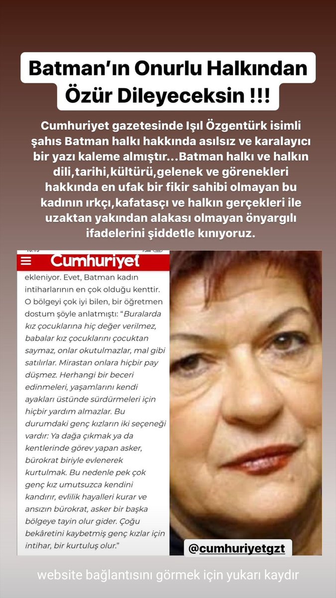 Batmamalıyım, okudum, hem de ailem sayesinde, ayri yasıyorum, kendi kararlarimi kendim alıyorum.
 Her halde batman halkini taniyamamis birinin fikirleri size böyle bi yazi yazdırmış. Belliki hic araştırmamızsınız.  Keşke yazıdan önce araştırma dosyası isterlermiş. #Batman