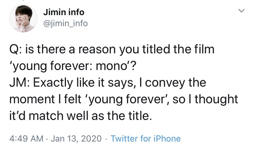 WAIT I even forgot, he chose “Young Forever” as his film title too 