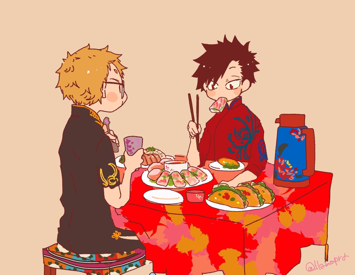 ハイキュー 会食クロ月 こまる のイラスト