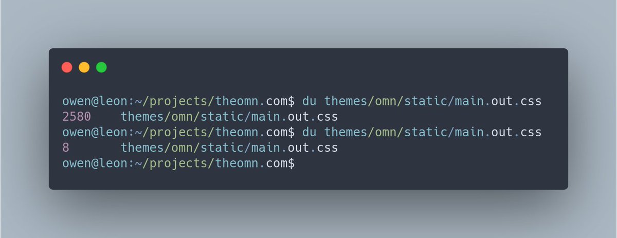 What's nice about this (for me) is I can `env NODE_ENV=production npm run build` to get the treeshake happening. The size difference in output is dramatic.This also opens the door to `npm run build -- --watch` to have postcss spit out updated versions of my styles on save