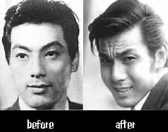 Joe Shishido - known for his Yakuza films...and cheek implants (which he didn't need to do he was handsome & talented before). Check out "Branded to Kill", "Youth of the Beast" and "Keisatsu Nikki".