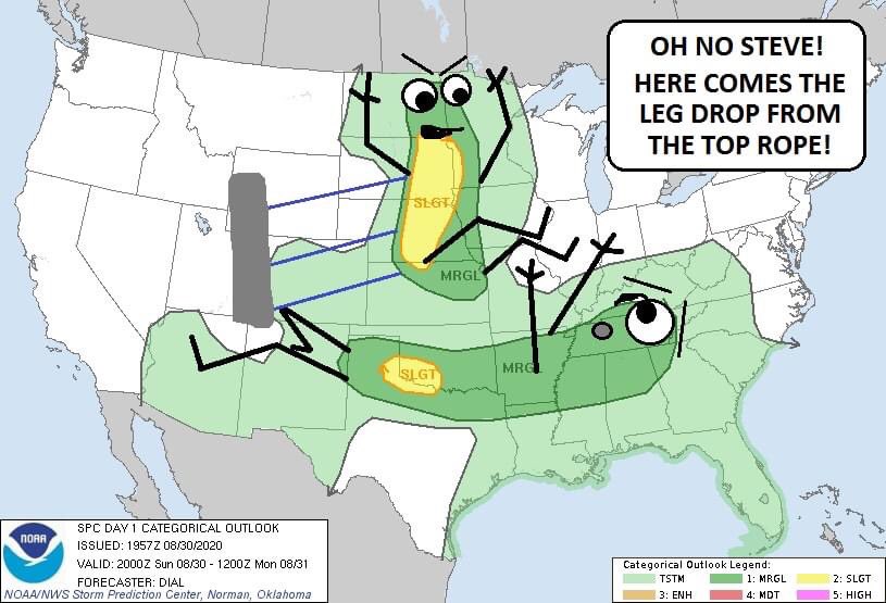 NOT THE LEG DROP! 
#spc #storms #severe #tornado #spcoutlook #convectiveoutlook <a href="/NWSSPC/">NWS Storm Prediction Center</a> #tornadoes