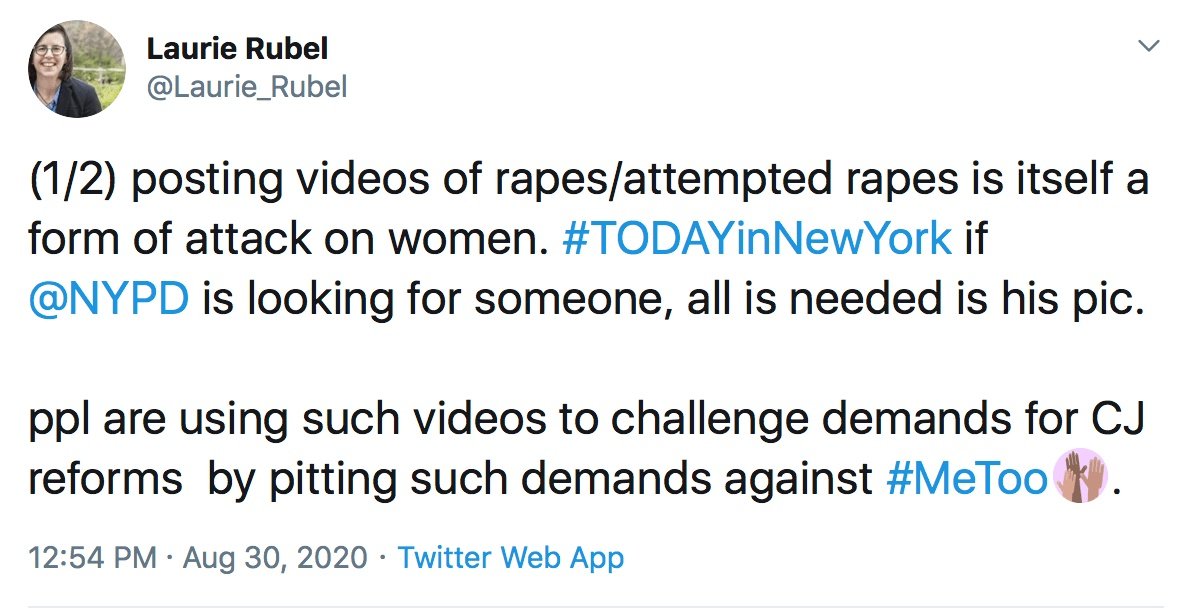 I am a rape survivor, and I just had a trauma response to the video she's talking about. A trauma response is not being bothered by something—it isn't even being really, really, bothered by something. It means that an hour ago, my brain and