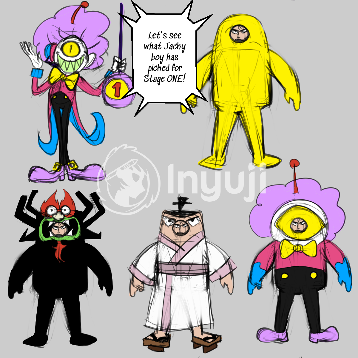 inyujidraws's tweet photo. Finally finished the Samurai Jack/Dad/Fall Guys sketchdump that I streamed recently on #twitch. Been a long time since I revisited the "Samurai Dad" AU. Enjoy #SamuraiJack #samuraidad #daughtersofaku #FallGuys #ashi #sketch #crossover #CLIPSTUDIOPAINT #streamwork https://t.co/93BbAxd2d4