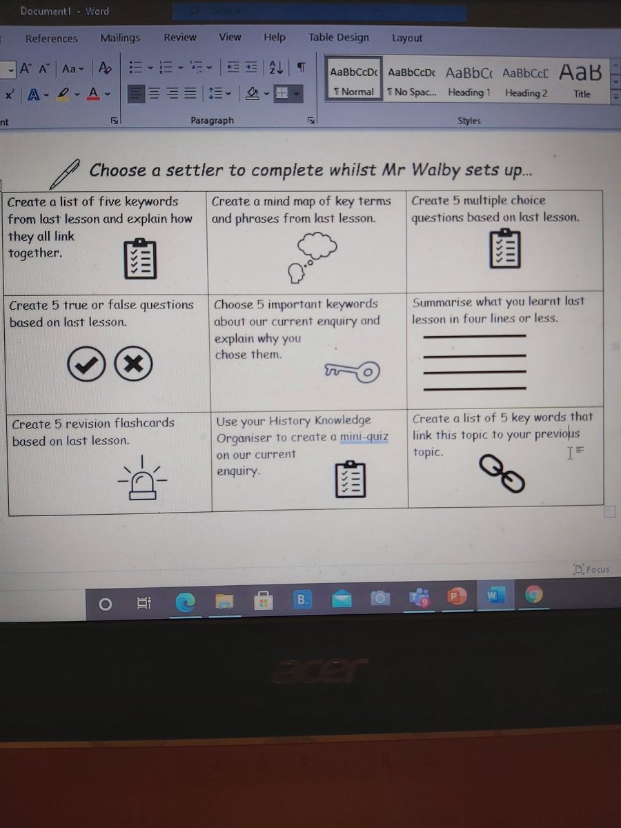I've based this on a post a colleague put up on FB, I'm going to get the students to stick this at the front of their books in lesson 1, and then refer to this as I set up my device and get the PowerPoint up <a href="/andyhassan1985/">Mr Hassan History</a> <a href="/SandymoorTL/">SandymoorT&L</a> <a href="/JennyNicholls8/">Jenny Nicholls</a> <a href="/OAT_History/">History National Network (Ormiston Academies)</a>