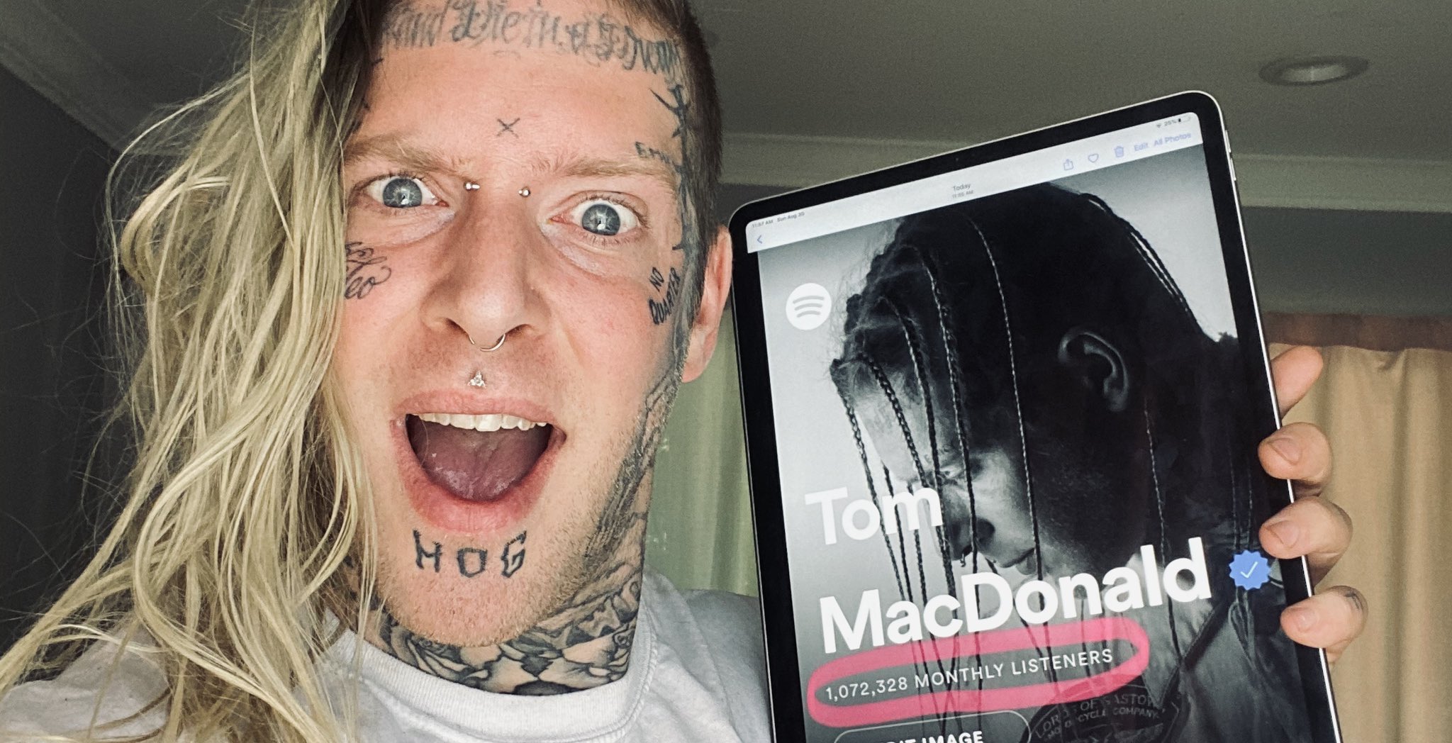 Tom MacDonald on Twitter "Way over a million monthly listeners on Spotify! So many personal