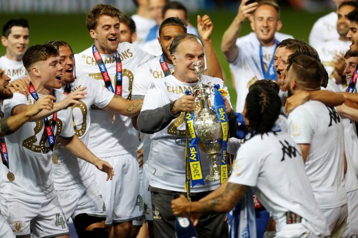 So far, Bielsa has had an eventful spell in England. He's admitted spying on opposition sides. Lost a play-off semi final. Won the FIFA fair play award. And then took Leeds to the top of the Championship, winning the division and gaining promotion to the Premier League.