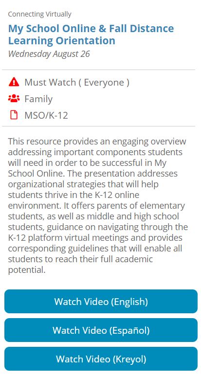 Attention <a href="/MDCPS/">Miami-Dade Schools</a> students and families! Ahead of the first day of school, be sure to watch this important video that shows how to access &amp; navigate My School Online. You can view it in English, Spanish or Haitian-Creole at miamiweekofwelcome.com/wednesday/. #MDCPSReopening