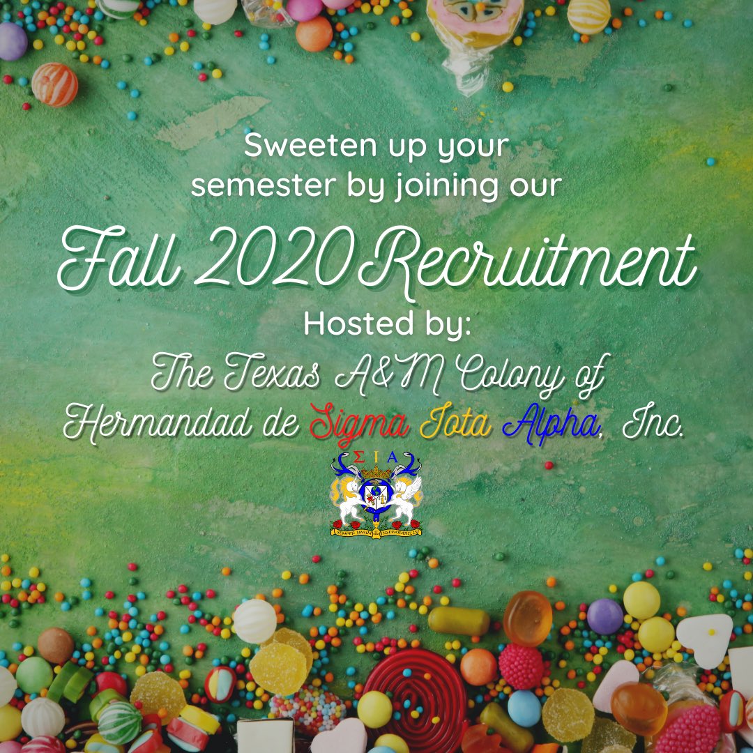 sia_tamu's tweet photo. Sweeten up your semester with the Lovely Latin Ladies of Hermandad de Sigma Iota Alpha, Inc!🦄 We cordially invite you to all of our upcoming recruitment events! This is the perfect time to get to know us and learn more about our precious and rare organization.
#tamu https://t.co/MUPiuXscdC