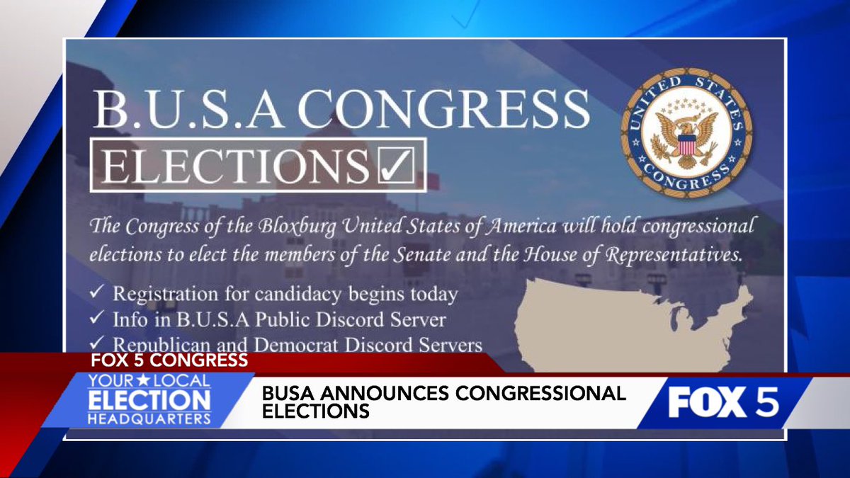 FOX5BB's tweet photo. From Your #LocalElectionHQ: BUSA announces the Congressional Elections.

- Register as a Republican here: https://t.co/AUfTKENseY
- Register as a Democrat here:
https://t.co/1Z9BD0prq4 https://t.co/g8mQ5EwAdz