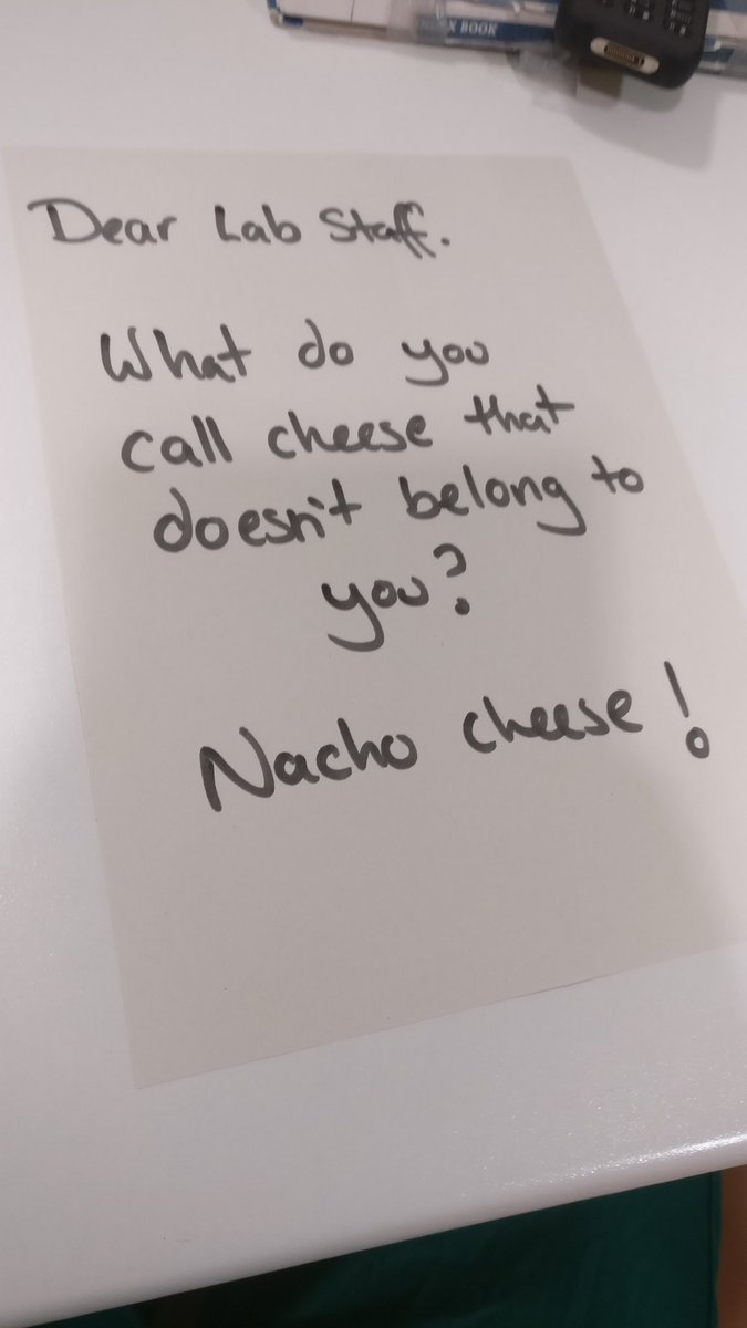 Too many patients to see and short staffed. Solution - I'm going to pod bad jokes to the lab to cheer myself up.  #MemeReg  #medtwitter  #TeamNightShift  #cheese