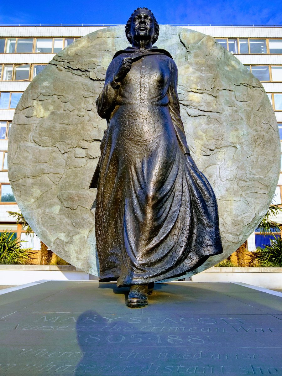This enormous bronze sculpture is dedicated to the memory of Mary Seacole. A British-Jamaican nurse, healer and businesswoman, she had no formal qualifications and was turned down by the nursing team going to the Crimea so she travelled there independently...  #womenstatues