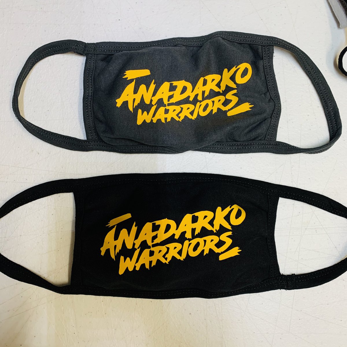 Doing some Face Mask printing, get your order in today! #AnadarkoWarriors #Warriors #Anadarko #PeerlessPrintingAndGraphics