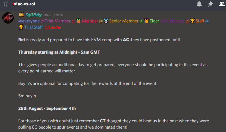 ancientfuryrs's tweet photo. MANY HAVE ASKED US WHY @rot HASN'T BEEN CRASHING OUR FIGHTS LATELY.. THEY'RE CURRENTLY TOO BUSY TRYING TO REVIVE THEIR DEAD COMMUNITY WITH A PVM COMPETITION...AND LOSING TO @ac! 🤣😂 https://t.co/iW4wno00my
