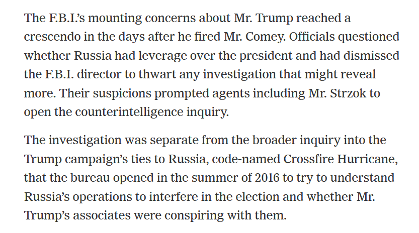 This is McCabe's BS to justify his opening the case against Trump, the case that Director Comey would not allow him to open. But they had to take advantage of the time while Andy was Acting Director of the FBI!