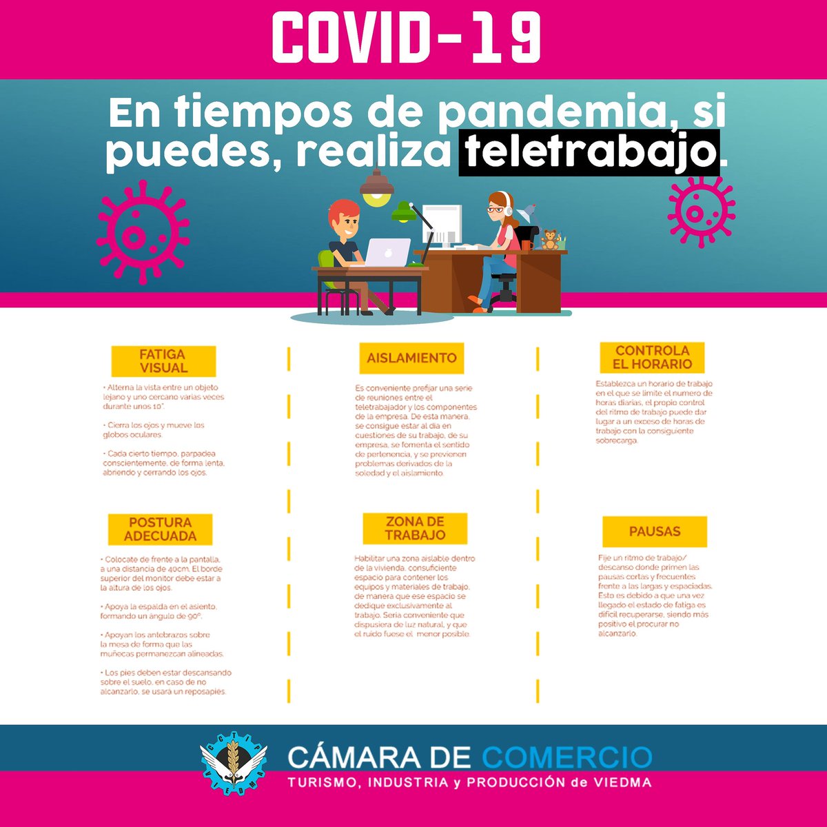 CamComercioVdm's tweet photo. #COVIDー19 En tiempos de #pandemia , si puedes, realiza #teletrabajo https://t.co/LwBd8W3YfX