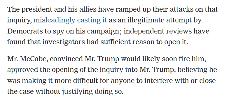 More McCabe spin, trying to call it misleading to say Spygate was an attempt to spy upon the President!Claiming he started the investigation so no one could stop it if he got fired like he deserved!