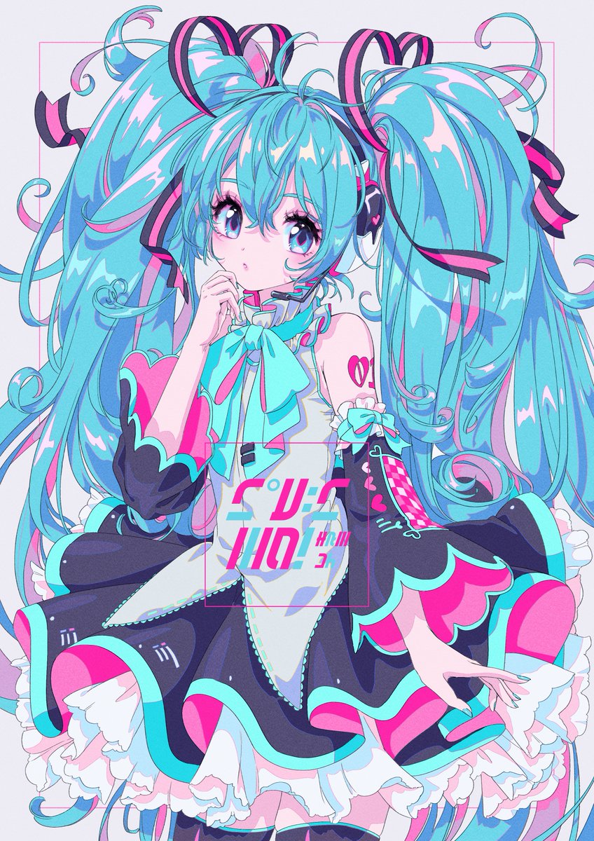 hatsune miku 1girl solo twintails long hair detached sleeves skirt thighhighs  illustration images