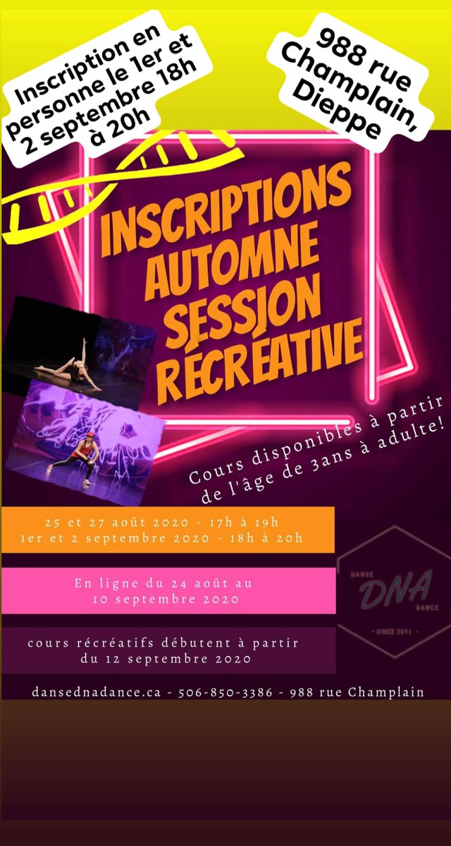 Inscription cours de danse à Dieppe!/ Registration Dance class in Dieppe!  #danse #dance #danseDNAdance #Dieppe #Moncton #GreaterMoncton