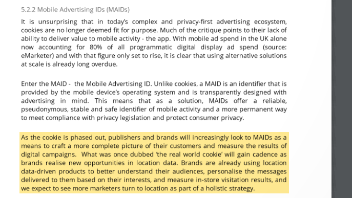 No, marketers won't replace cookie IDs with location data 'as part of a holistic strategy'. Location is highly sensitive, and thus high risk with regards to compliance.They also won't increasingly turn to mobile advertising IDs which are also risky (and in any case not on iOS).