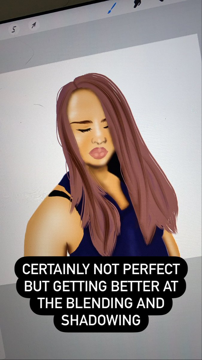 DoodleKaty's tweet photo. Used a picture of me as reference but quickly realized that open eyes and mouth were too ambitious! I’m feeling my style, more cartoon.
I’m proud of the shaping and shading for sure!!!!
#procreate #procreateart #firstportrait #portraitpainting #newbie @procreate https://t.co/mZV2tjAVeQ