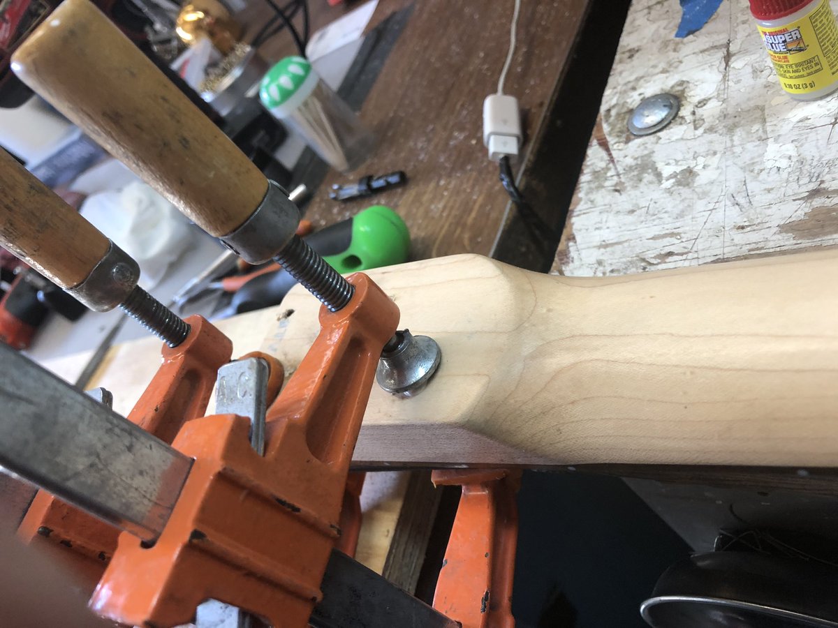 AZGuitartech's tweet photo. Broken neck screws I had to drill out and replace with wooden dowels Avguitartech@yahoo.com 661-434-7146 #avguitartech #repair #guitartech #guitars #guitarrepair #luthier #setup #stewmac #woodwork #neckreset #woodendowels https://t.co/K8XY9YWCV3