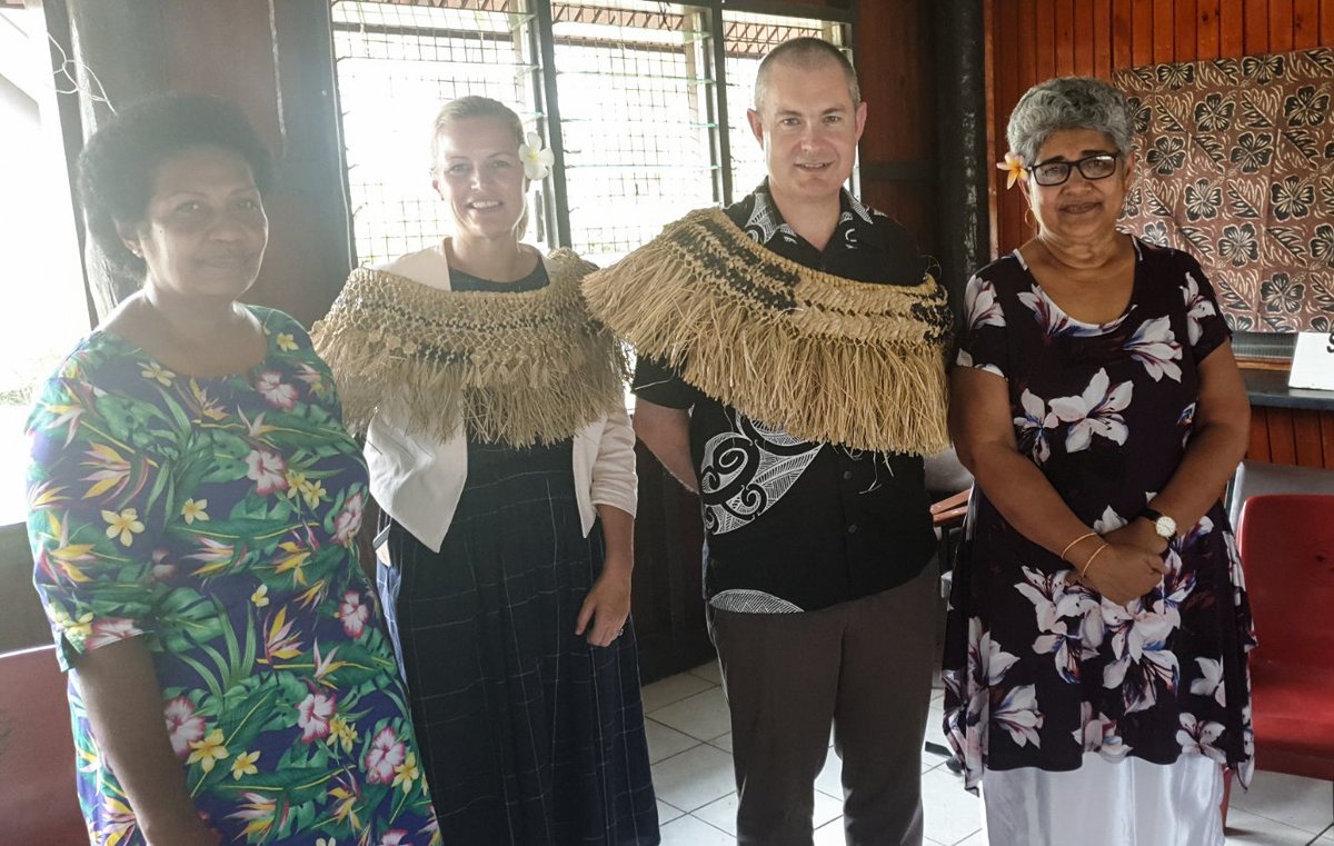 L-R: Teresia Raqitawa - Project Officer, Labasa WCC; Sally Waswo - First Secretary Development (Bilateral), @MFATNZ; His Excellency the High Commissioner for NZ - @JCurrNZ & Shamima Ali - Coordinator FWCC, at the opening of the Vanua Levu #MaleAdvocacy workshop in Labasa.