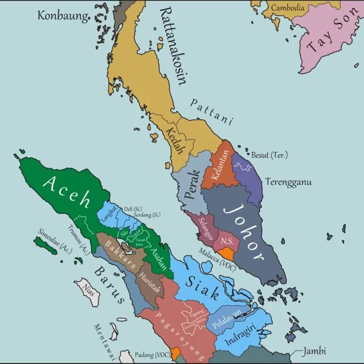 Wajah Tanah Melayu pada tahun 1786, sebelum British datang.Pernah fikir tak kalau British langsung tak pernah jejak kaki ke Tanah Melayu, apakah wajah negara (atau negara-negara) pada hari ini?