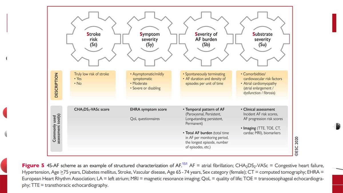 FOCUS is on CONFIRMING AF (12 lead >30s) and CHARACTERISING it…  The 4S…. Stroke Risk…Symptom Severity…Severity Burden of AFSubstrate of AF  @KTamirisaMD  @StavrosStavrak1  @StavrosDrakos  @JonathanBehar  @bogdienache  @mencardio               #ESCCongress /3