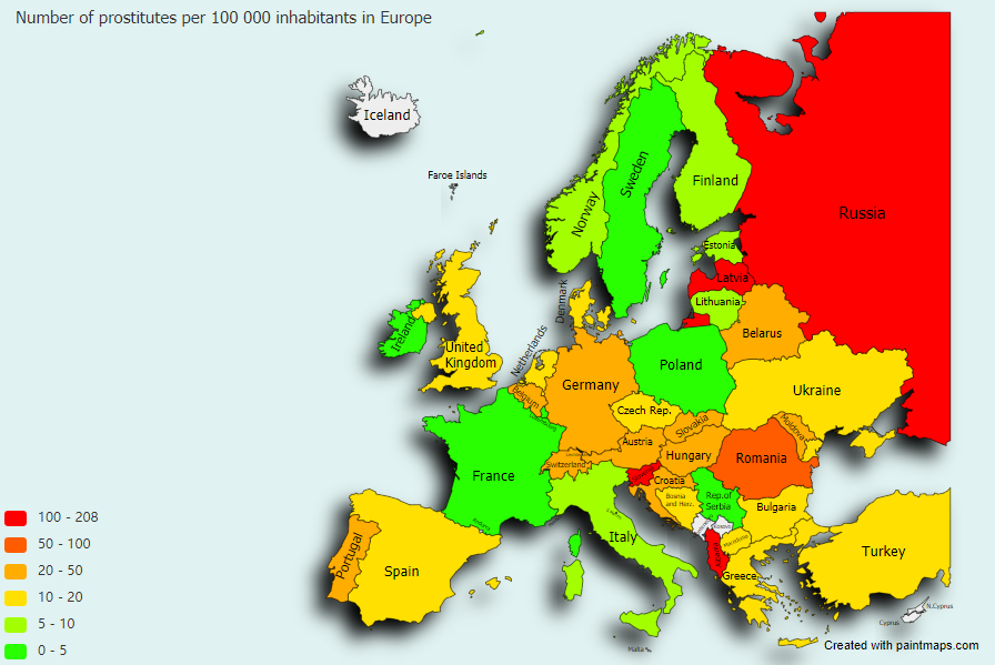 most prostitutes in the world