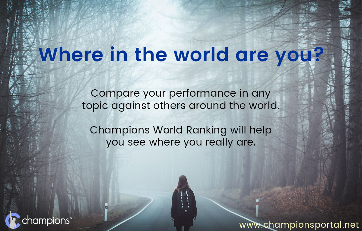 It's a competitive world. 
So how good are you REALLY? 
Champions compares your performance in any topic with others around the world.

You might have bragging rights you don't even know about ;)

#WorldRanking #jobsearch #competition #ITIL #DevOps #cybersecurity #braggingrights