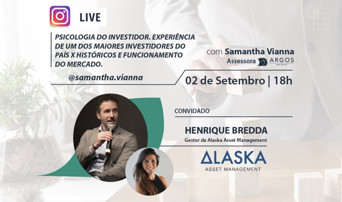 Samantha Vianna on X: Hoje tem live com Samuel Ponsoni, analista de fundos  da XP Investimentos e @WagSfc pelo Instagram da Argos Partners ✔️  Conecte-se.  / X